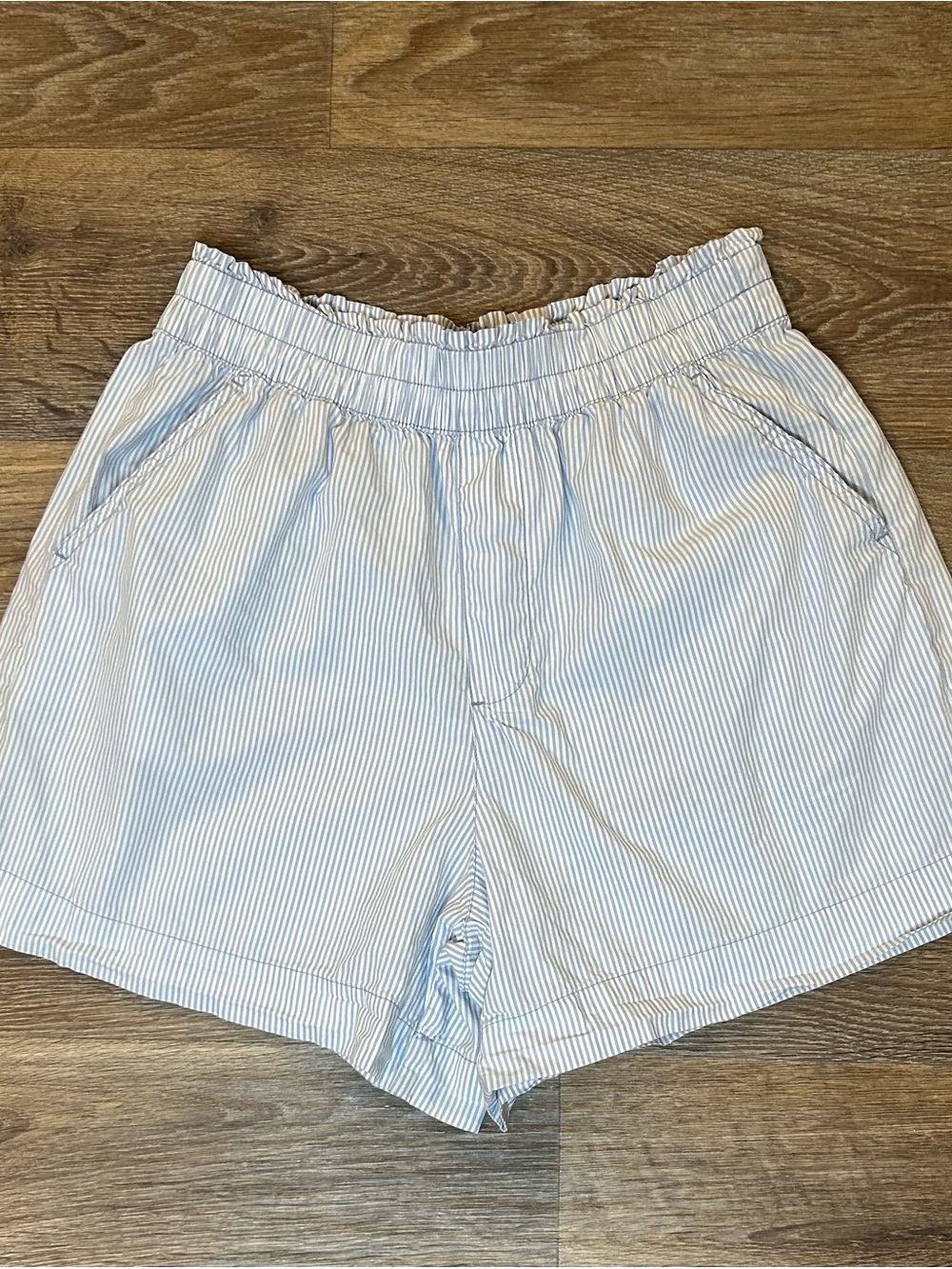 Aerie Good Day Shorts - Light Blue & White Stripes - Stretchy High Waist - Women